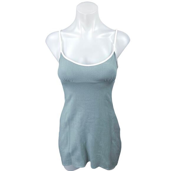 Pacsun L.A. Hearts Blue Linen Sleeveless Camisole Mini Bodycon Tank Dress Sz XS - Picture 1 of 4